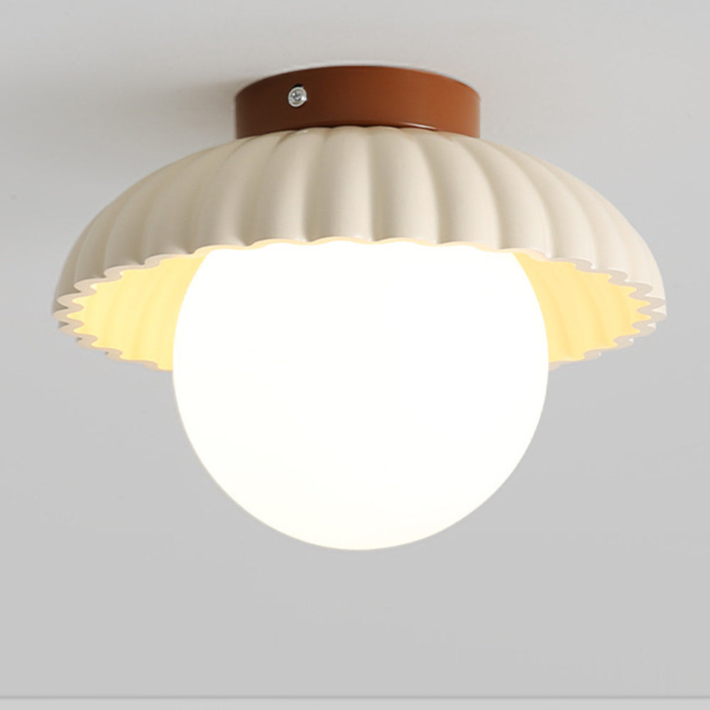 French Creamy Glass Stained Ceiling Light - Cueteks