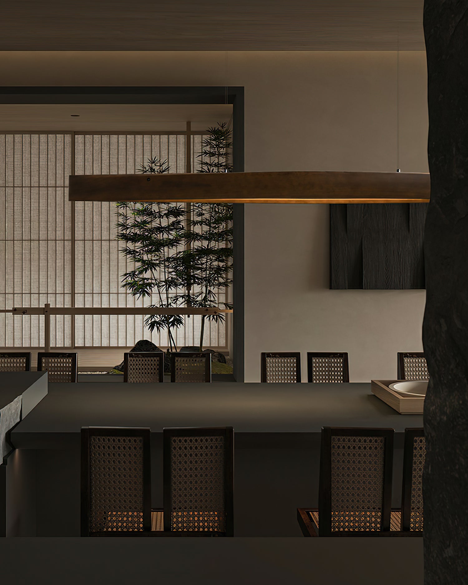 Horizon Linear Wood Pendant Lamp - Cueteks