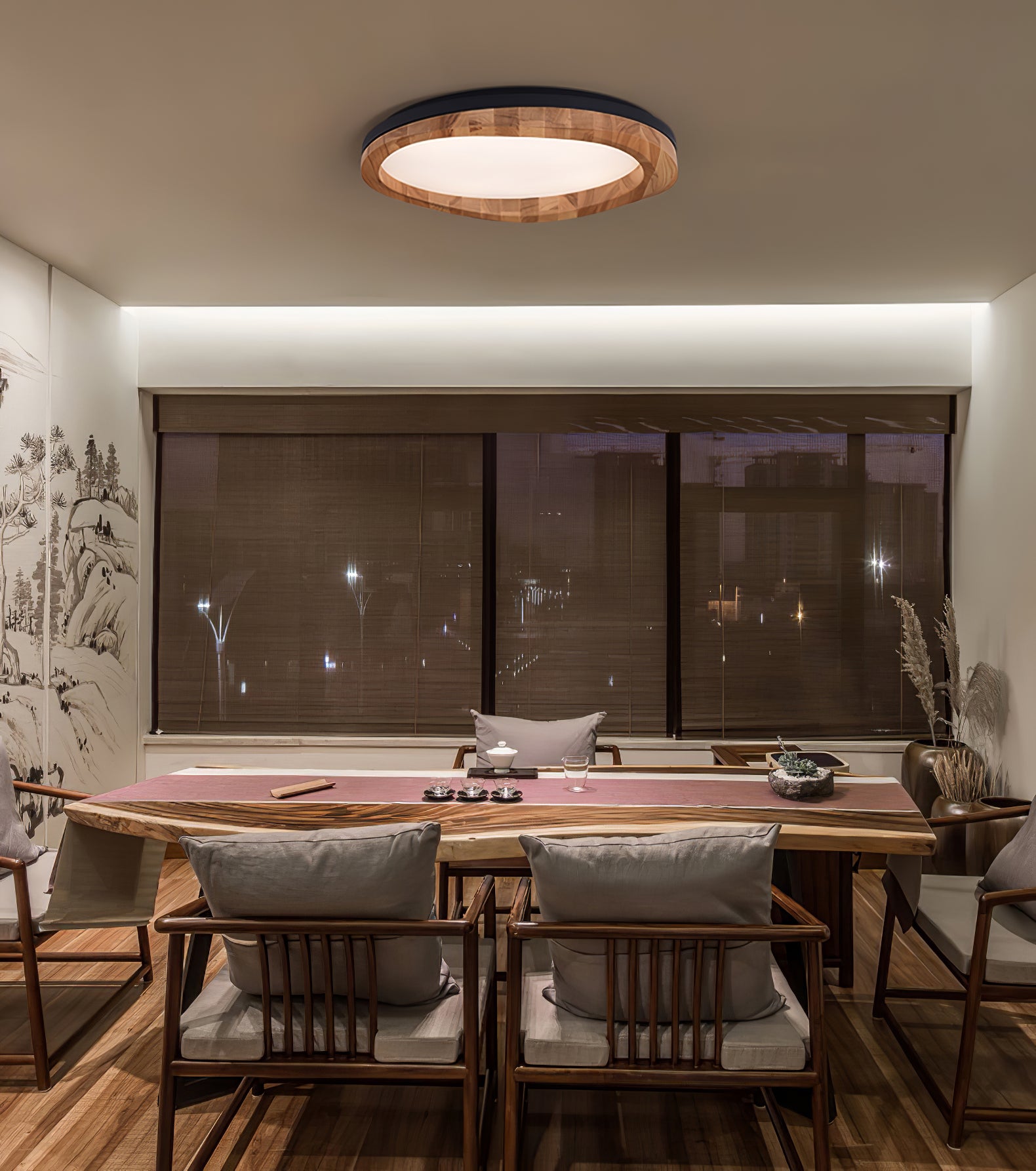 Timber Round Wood Ceiling Lamp - Cueteks