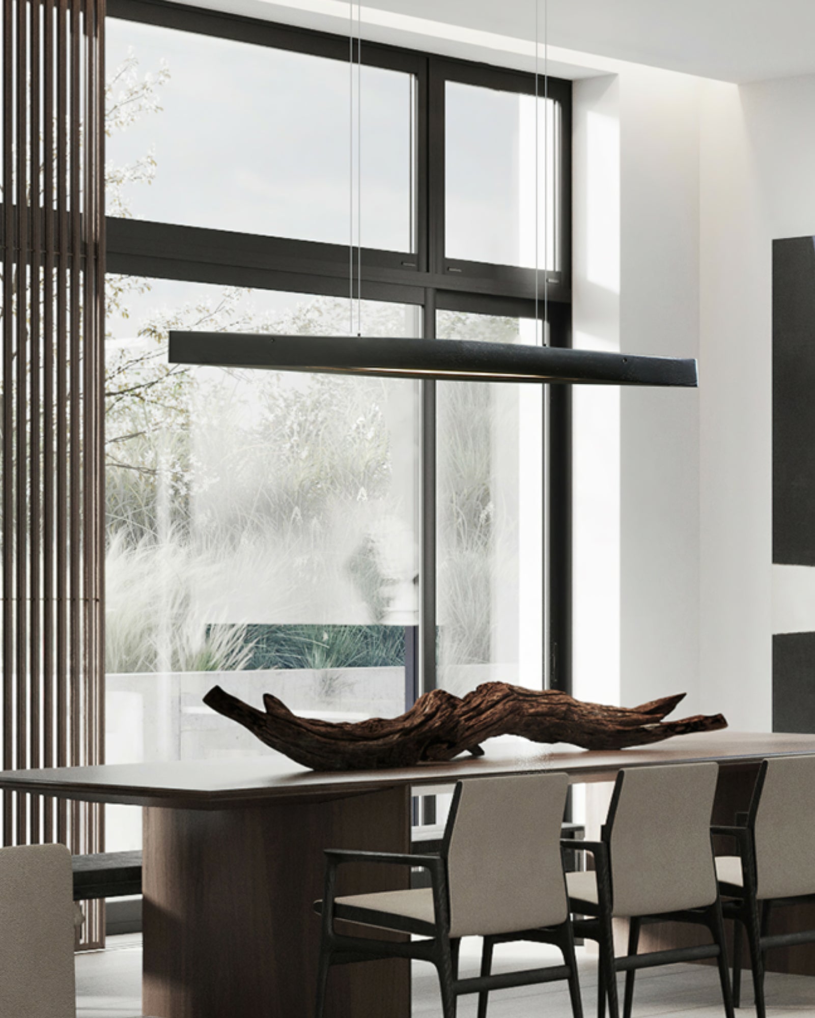 Horizon Linear Wood Pendant Lamp - Cueteks