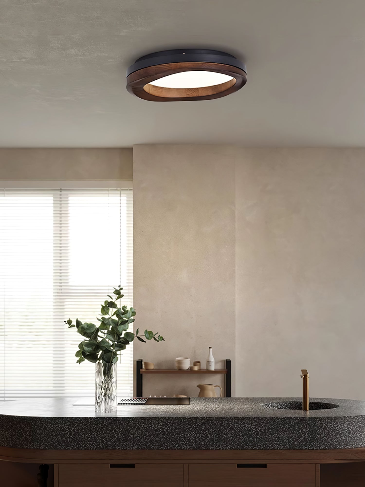 Timber Round Wood Ceiling Lamp - Cueteks