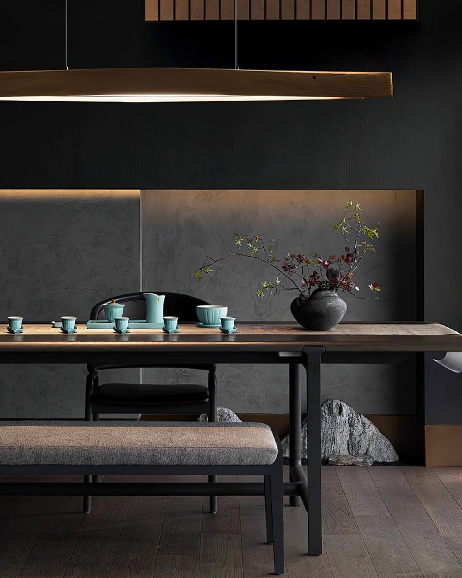 Horizon Linear Wood Pendant Lamp - Cueteks