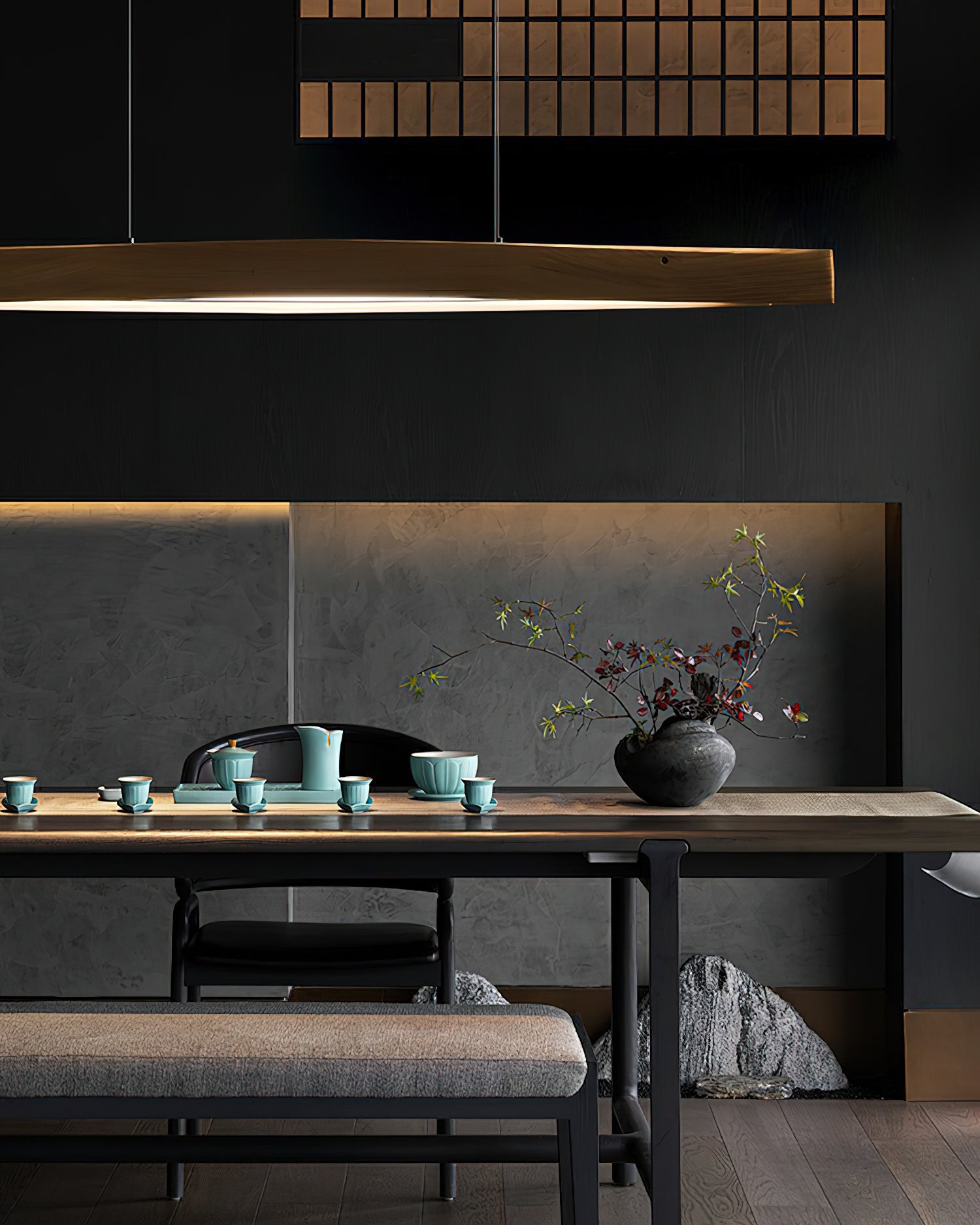 Horizon Linear Wood Pendant Lamp - Cueteks