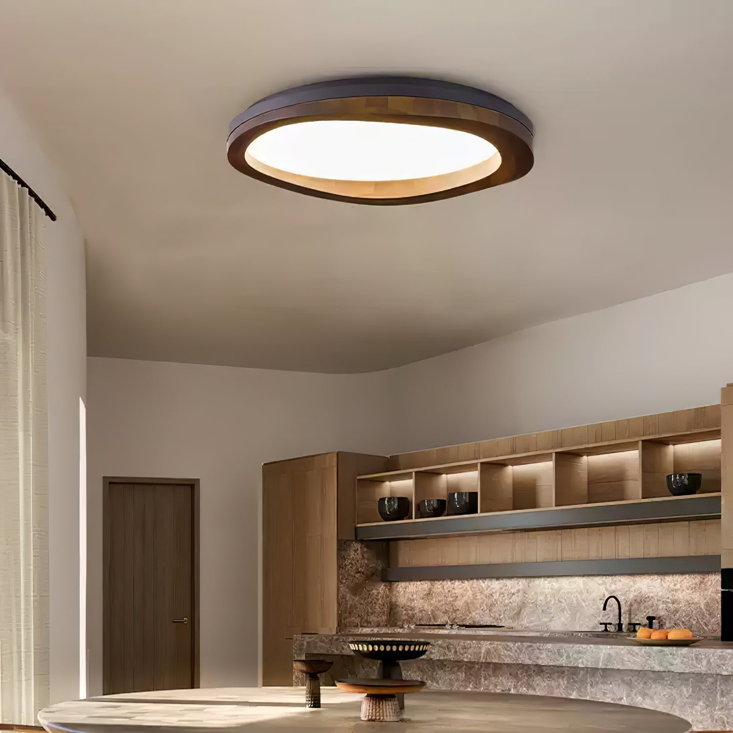Timber Round Wood Ceiling Lamp - Cueteks