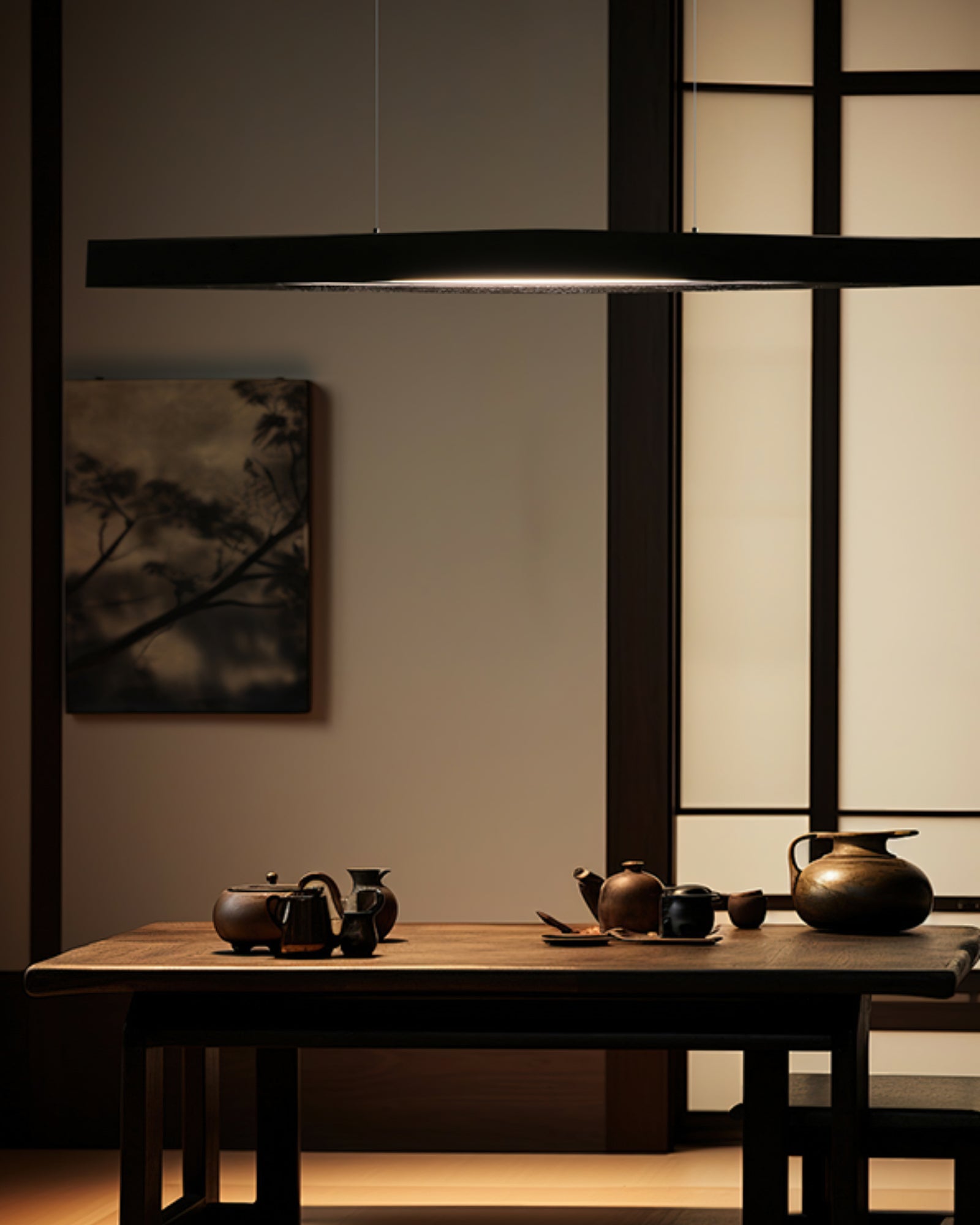 Horizon Linear Wood Pendant Lamp - Cueteks
