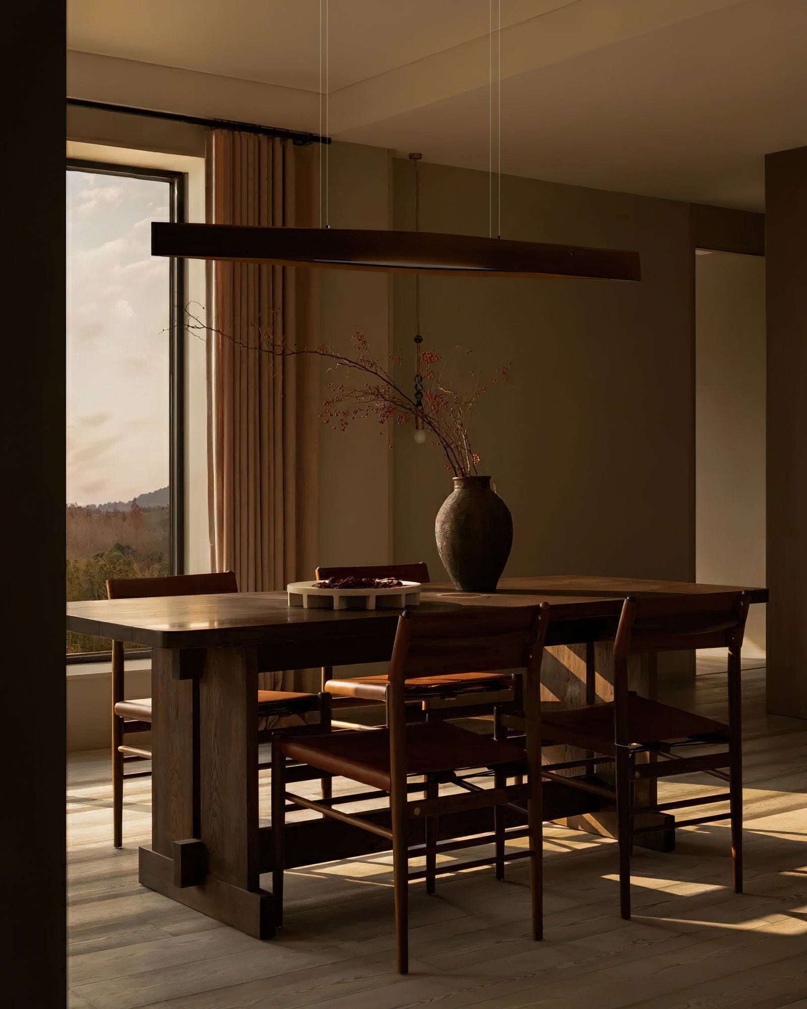 Horizon Linear Wood Pendant Lamp - Cueteks