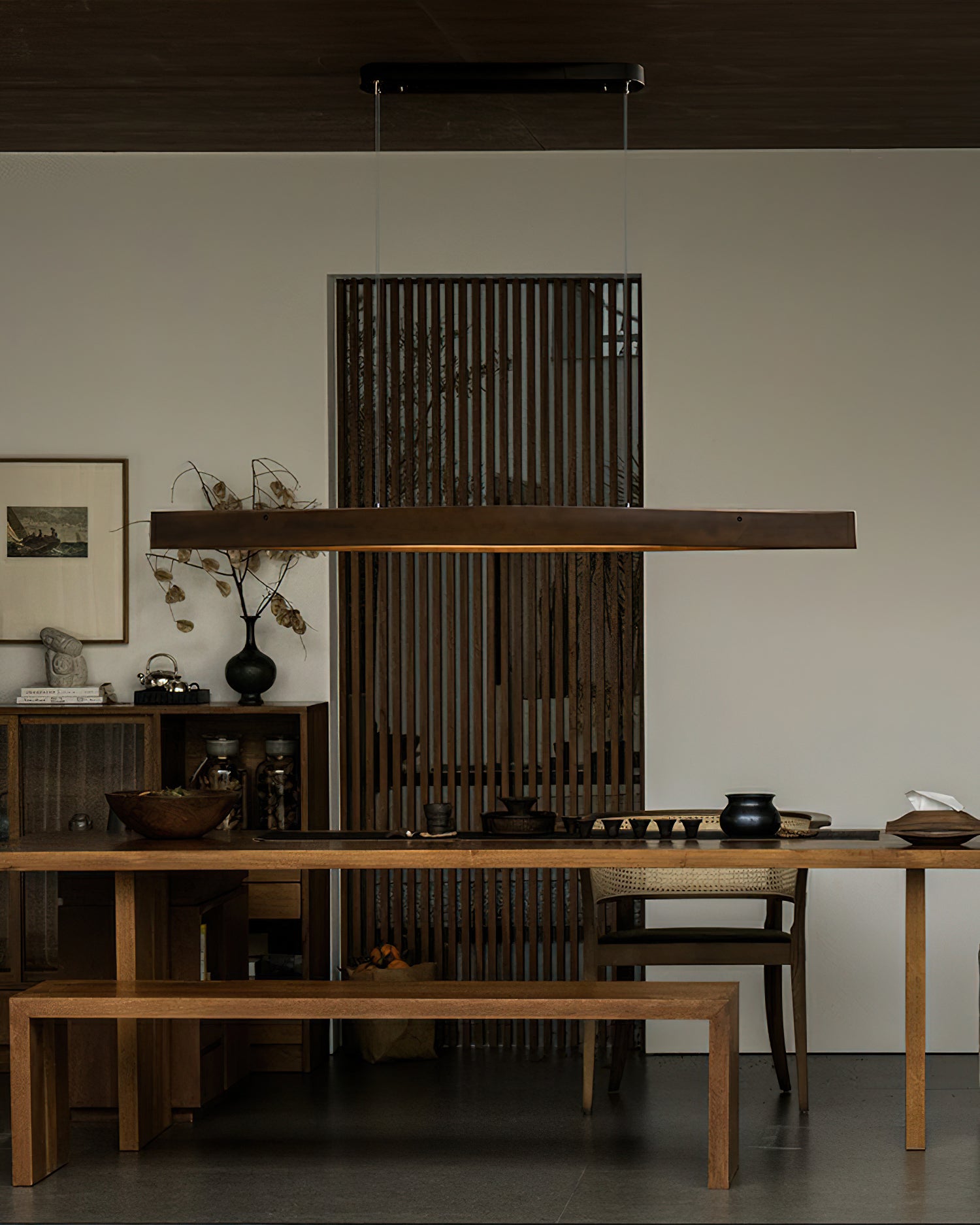 Horizon Linear Wood Pendant Lamp - Cueteks