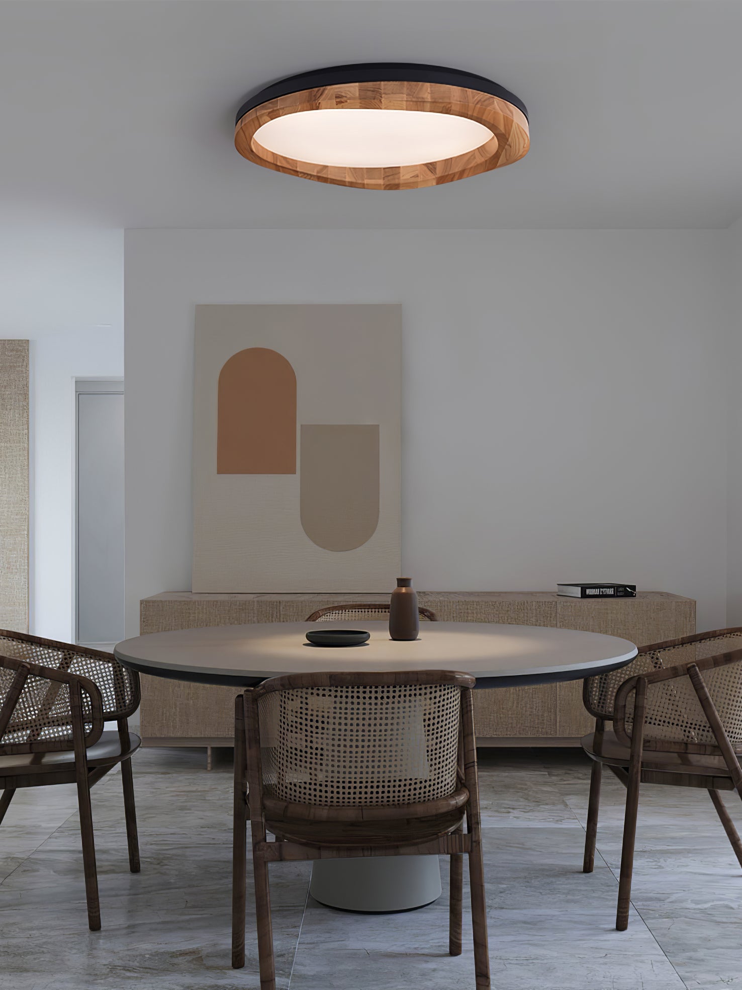 Timber Round Wood Ceiling Lamp - Cueteks