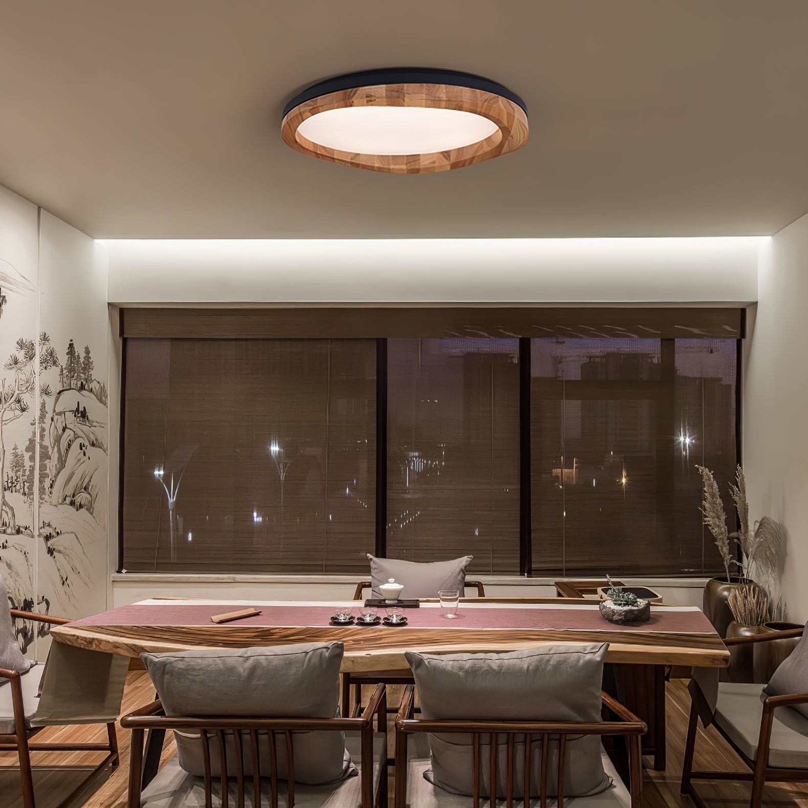 Timber Round Wood Ceiling Lamp - Cueteks