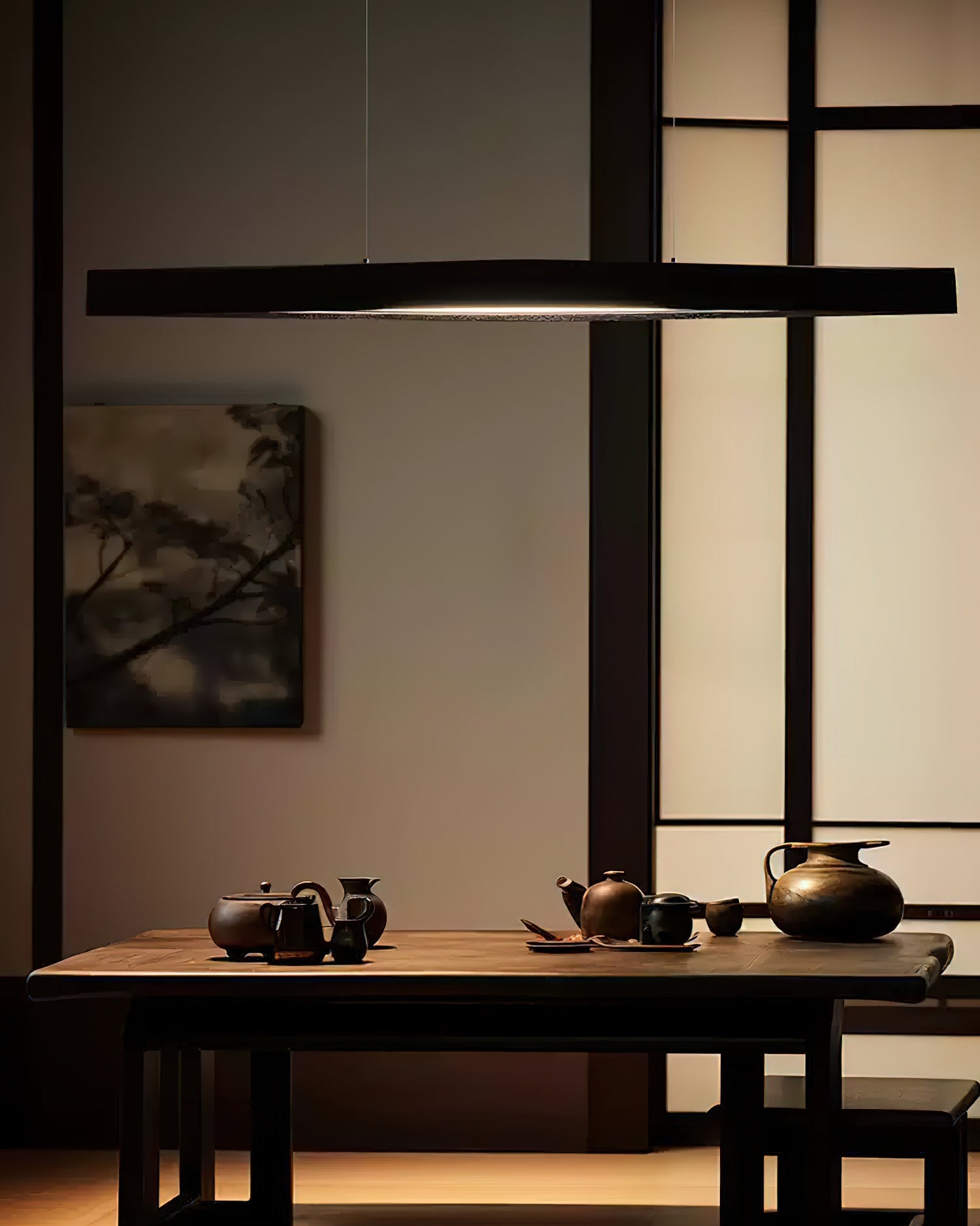 Horizon Linear Wood Pendant Lamp - Cueteks