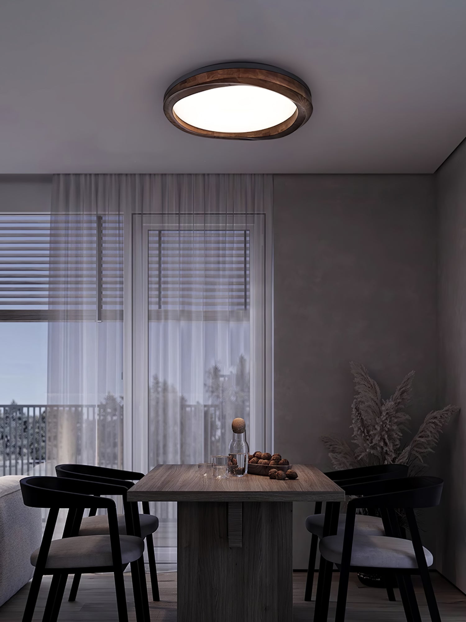 Timber Round Wood Ceiling Lamp - Cueteks