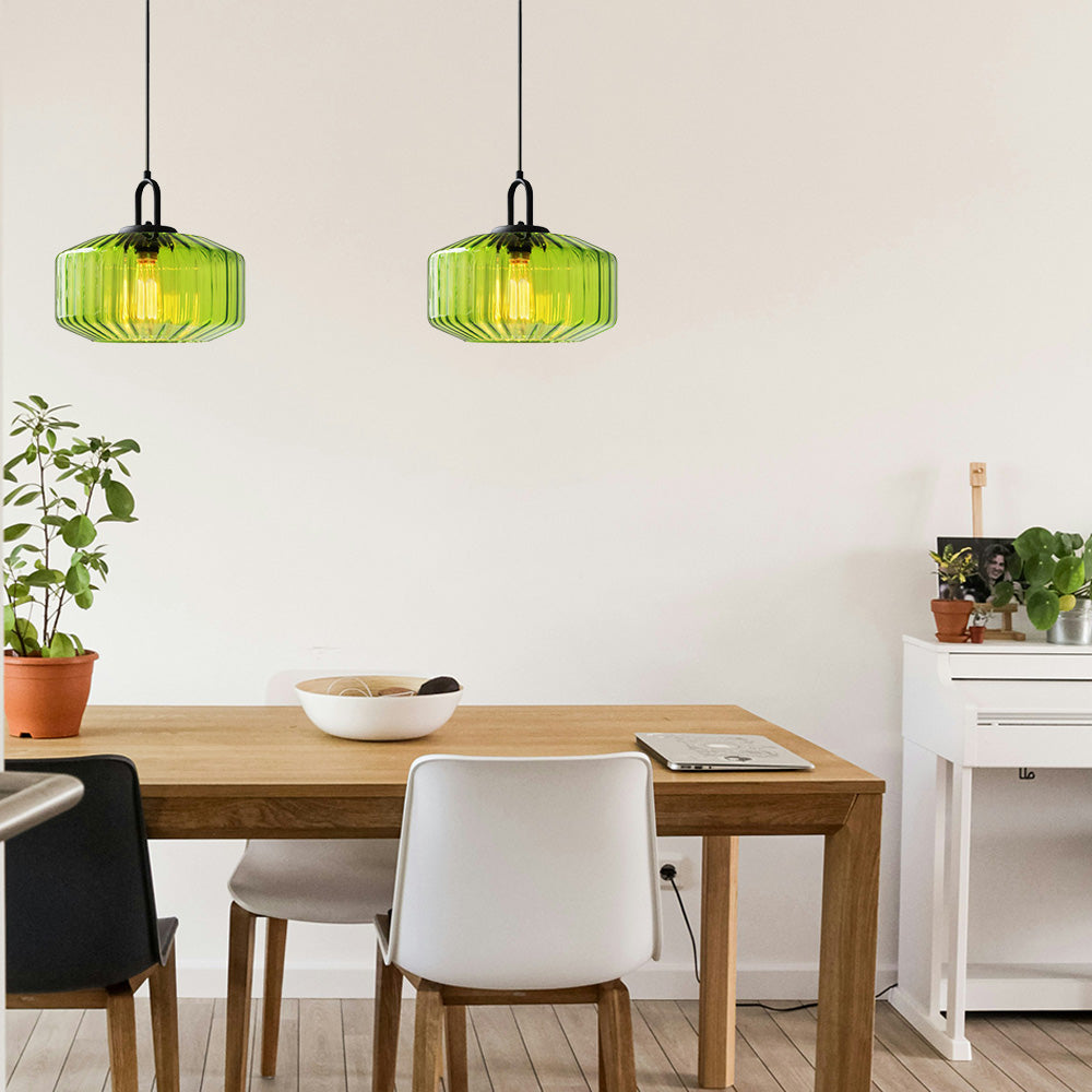 Mid Century Striped Glass Pendant Light - Cueteks