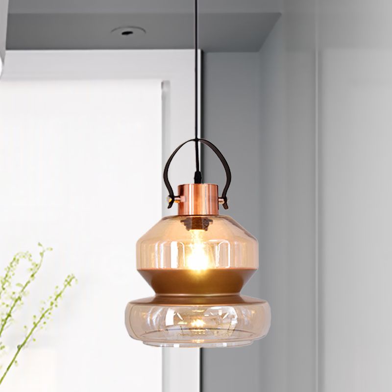 Alessio Pendelleuchte aus Klarglas & Kupfer, ∅17/20/25CM - Cueteks
