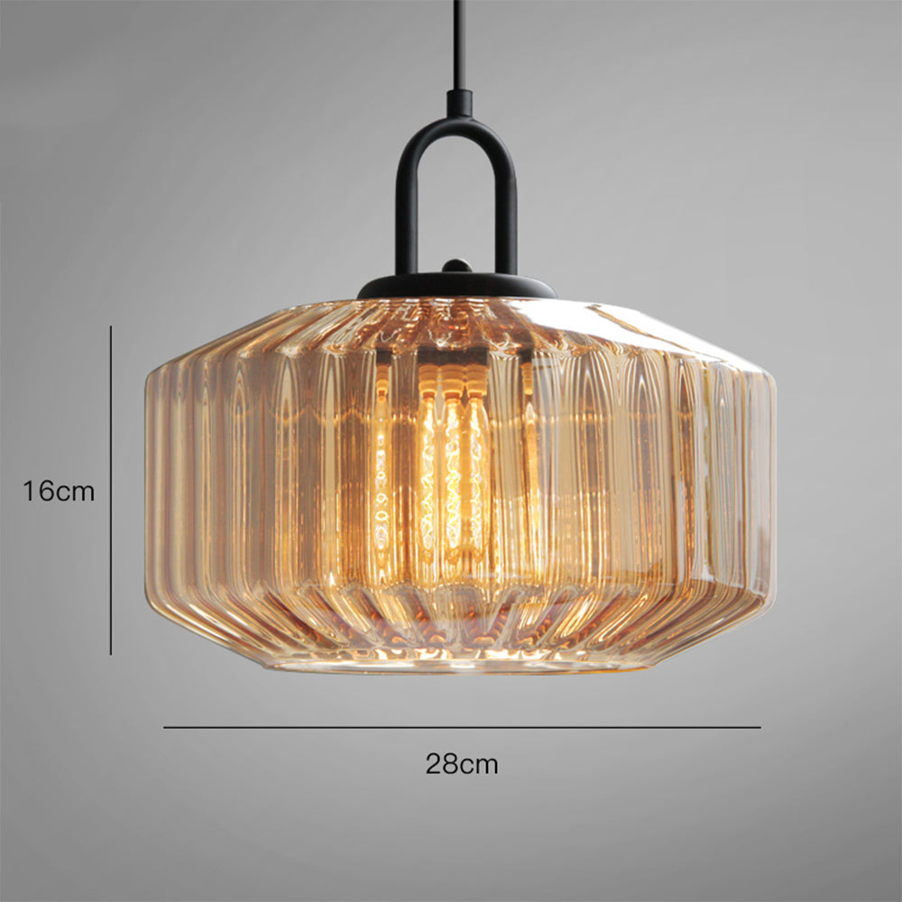 Mid Century Striped Glass Pendant Light - Cueteks