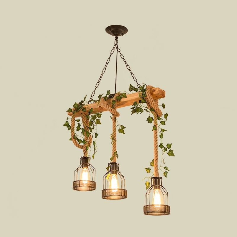 Alessio Retro Pendelleuchte aus Glas & Holz, 3/5-flammig - Cueteks