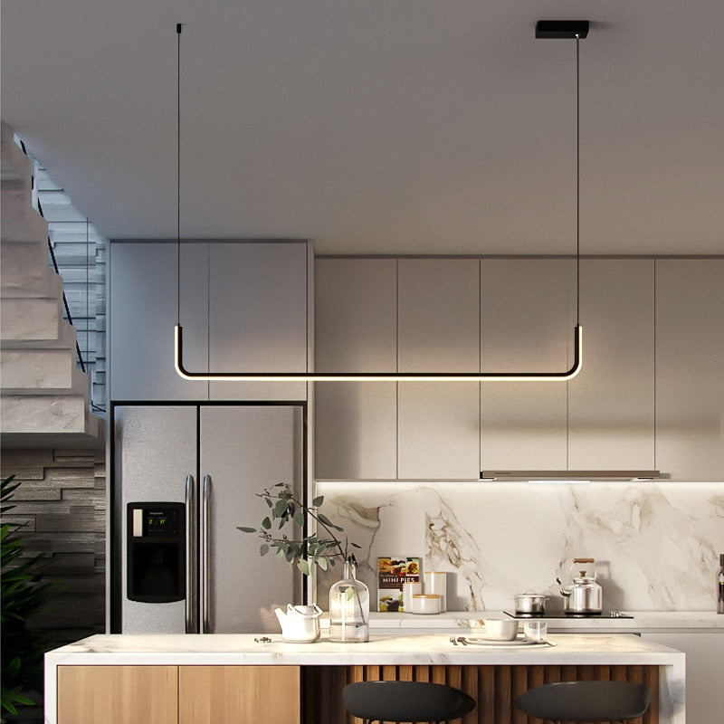 Edge Moderne Minimalistische LED Kronleuchter Pendelleuchte, Goldrahmen - Cueteks