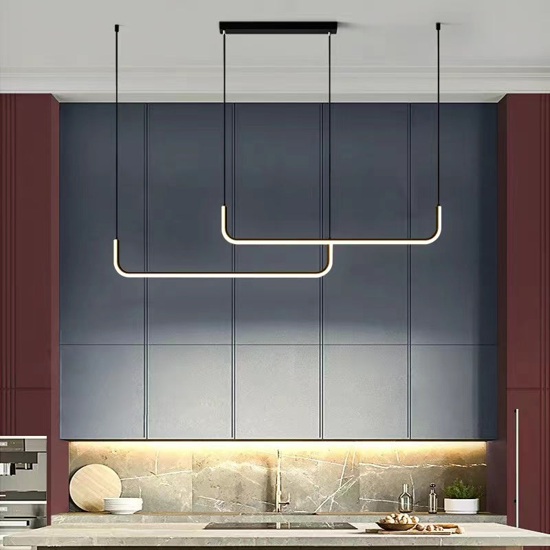 Edge Moderne Minimalistische LED Kronleuchter Pendelleuchte, Goldrahmen - Cueteks