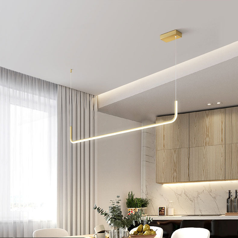 Edge Moderne Minimalistische LED Kronleuchter Pendelleuchte, Goldrahmen - Cueteks