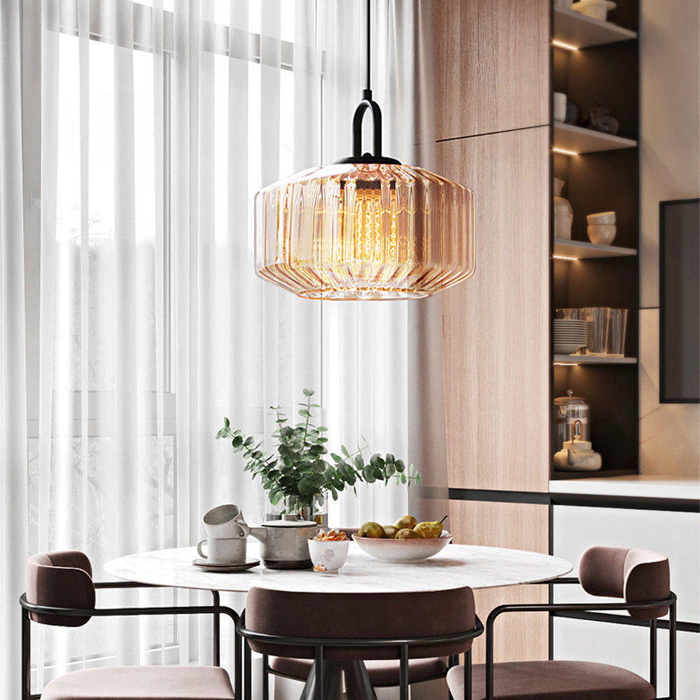 Mid Century Striped Glass Pendant Light - Cueteks