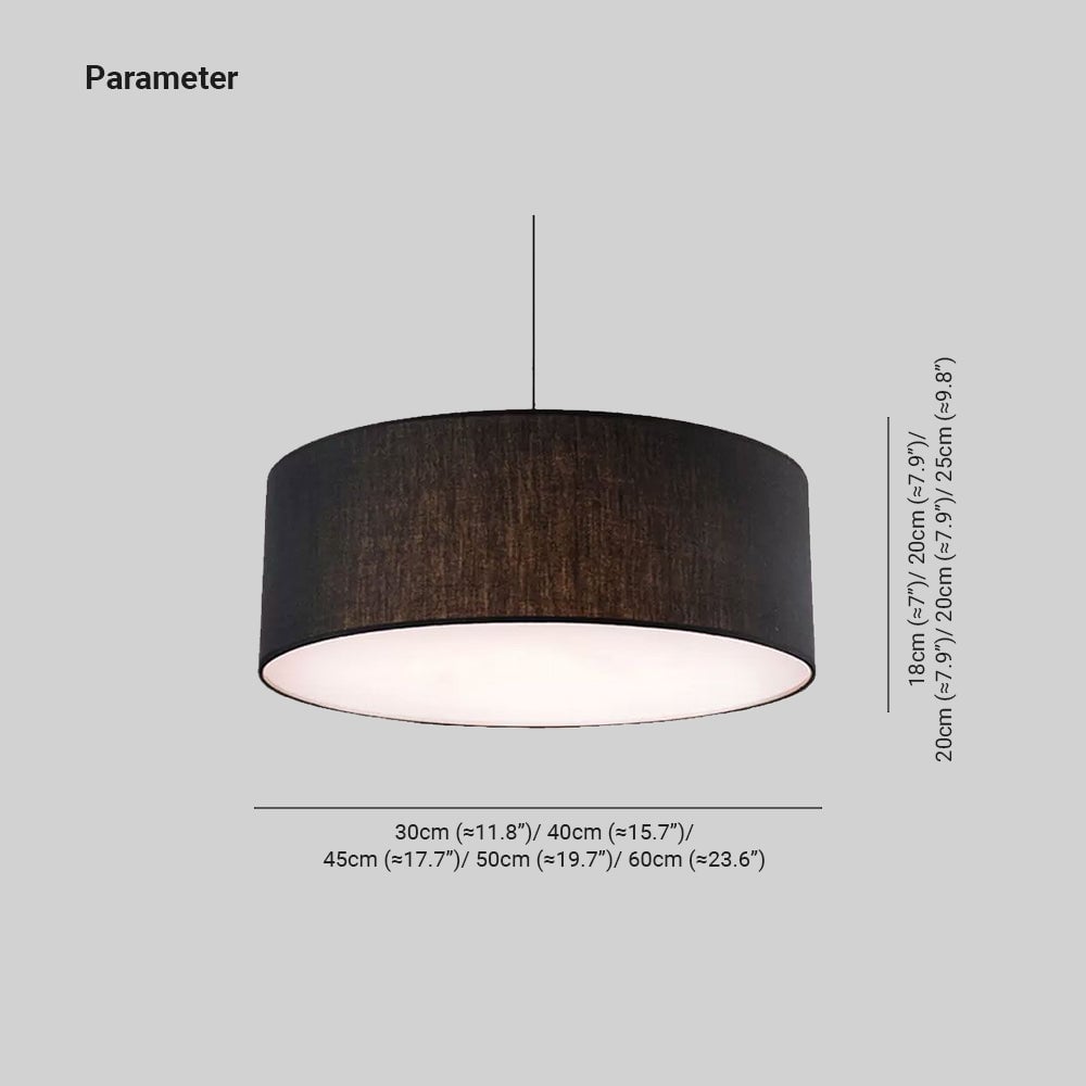 Renée Pendelleuchte Trommelform aus Textil, 4 Farben, ∅30/40/45/50/60CM - Cueteks