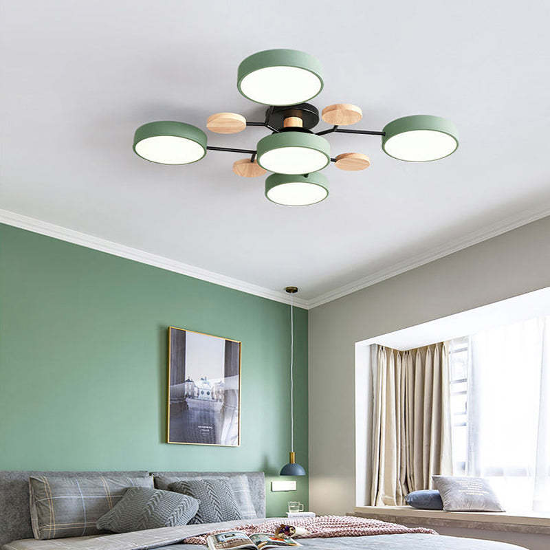 Moderne runde LED Deckenleuchte für Wohn- / Schlafzimmer, Grün - Cueteks
