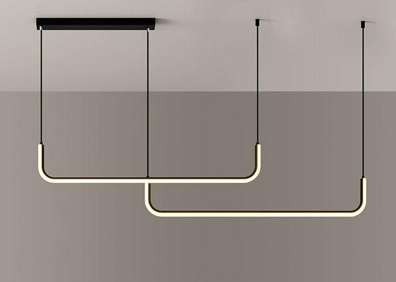Edge Moderne Minimalistische LED Kronleuchter Pendelleuchte, Goldrahmen - Cueteks