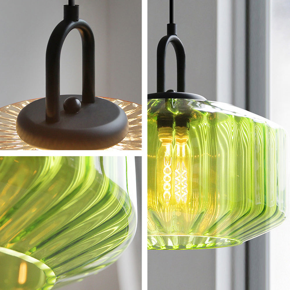 Mid Century Striped Glass Pendant Light - Cueteks