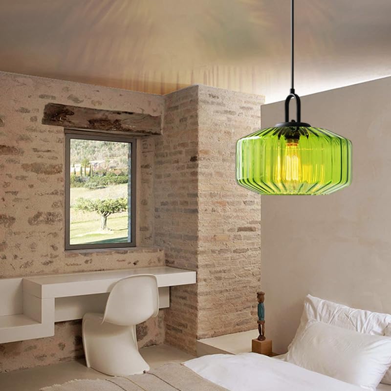 Mid Century Striped Glass Pendant Light - Cueteks