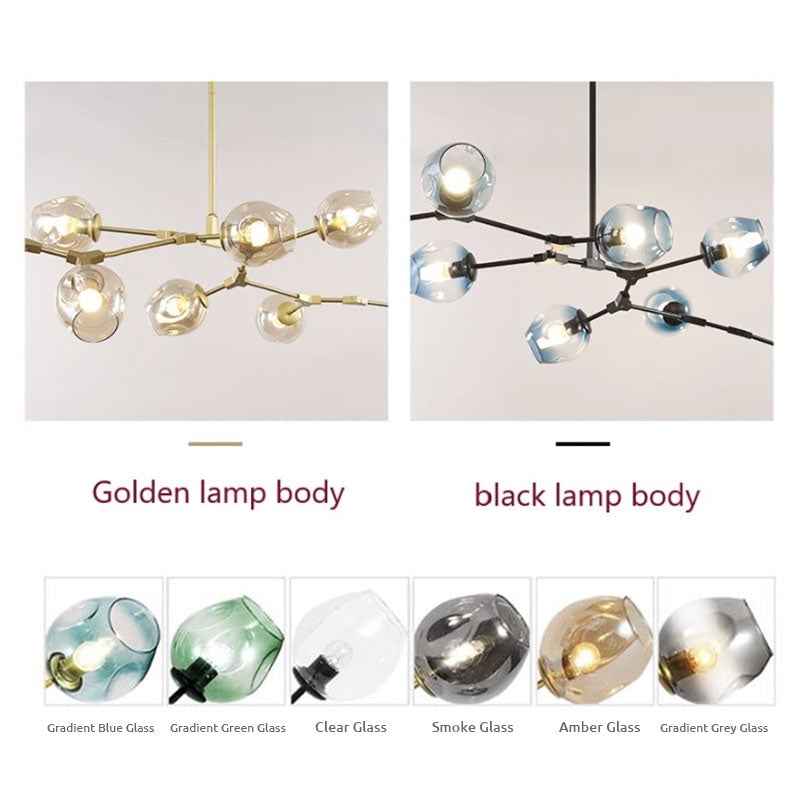 Valentina Nordische Kunst Molekulare Pendelleuchte, Gradient GRÜNES GLAS - Cueteks