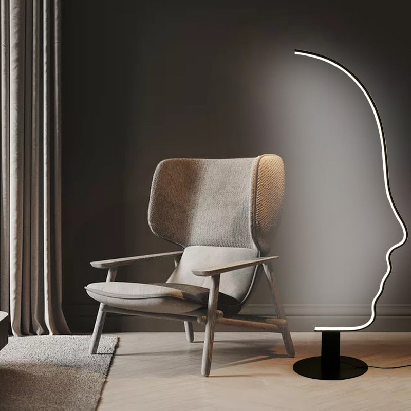 Postmoderne LED-Stehlampe mit menschlichem Gesicht, L170CM - Cueteks