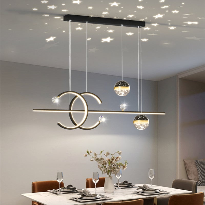 Madina Lineare LED Stern Pendelleuchte für Esszimmer, Schwarz - Cueteks
