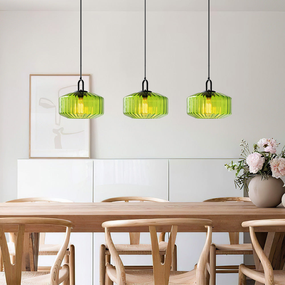 Mid Century Striped Glass Pendant Light - Cueteks