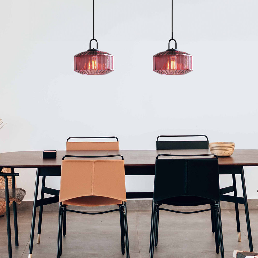 Mid Century Striped Glass Pendant Light - Cueteks