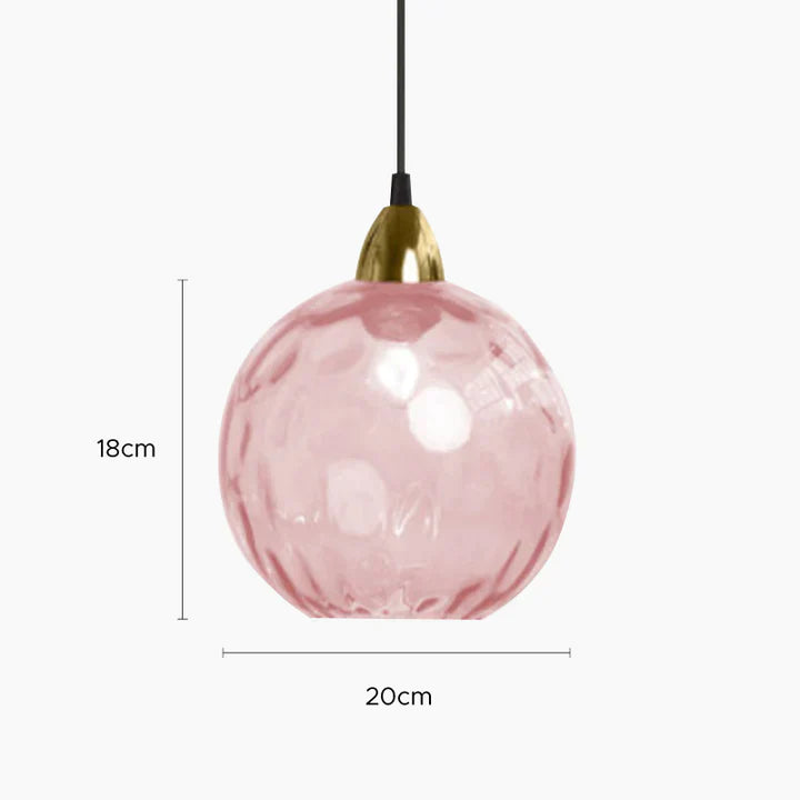 Hailie Pendelleuchte aus buntem Glas, 3 flammig, Rosa - Cueteks