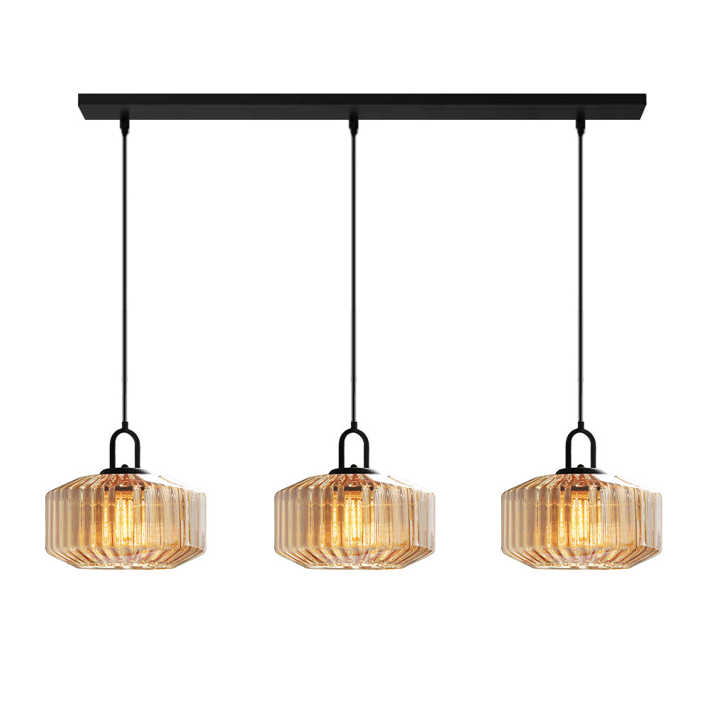Mid Century Striped Glass Pendant Light - Cueteks