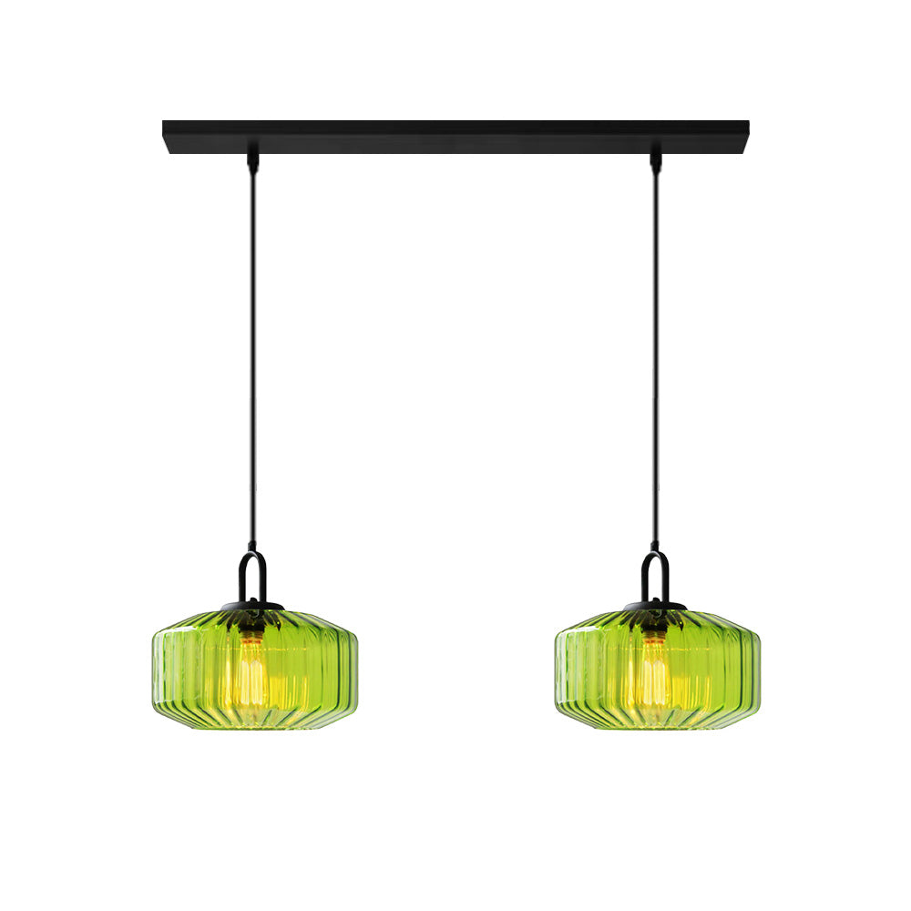 Mid Century Striped Glass Pendant Light - Cueteks