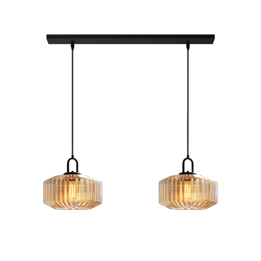 Mid Century Striped Glass Pendant Light - Cueteks