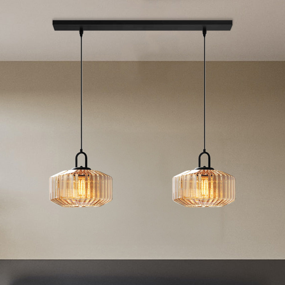 Mid Century Striped Glass Pendant Light - Cueteks