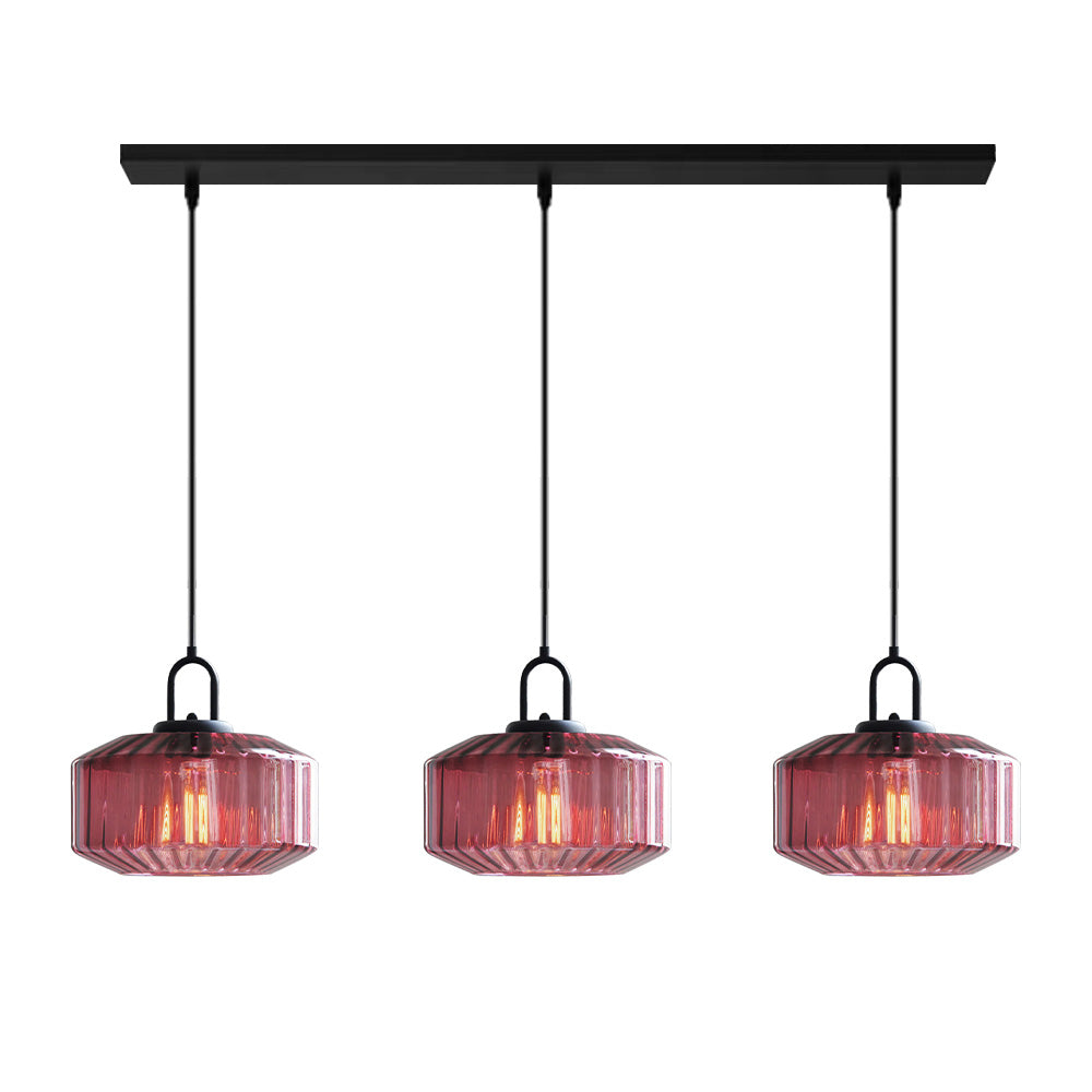 Mid Century Striped Glass Pendant Light - Cueteks