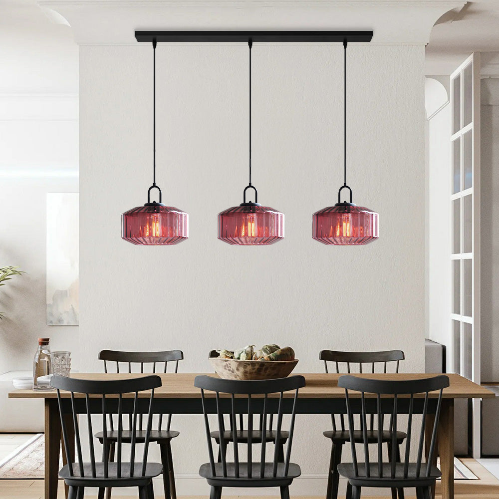 Mid Century Striped Glass Pendant Light - Cueteks