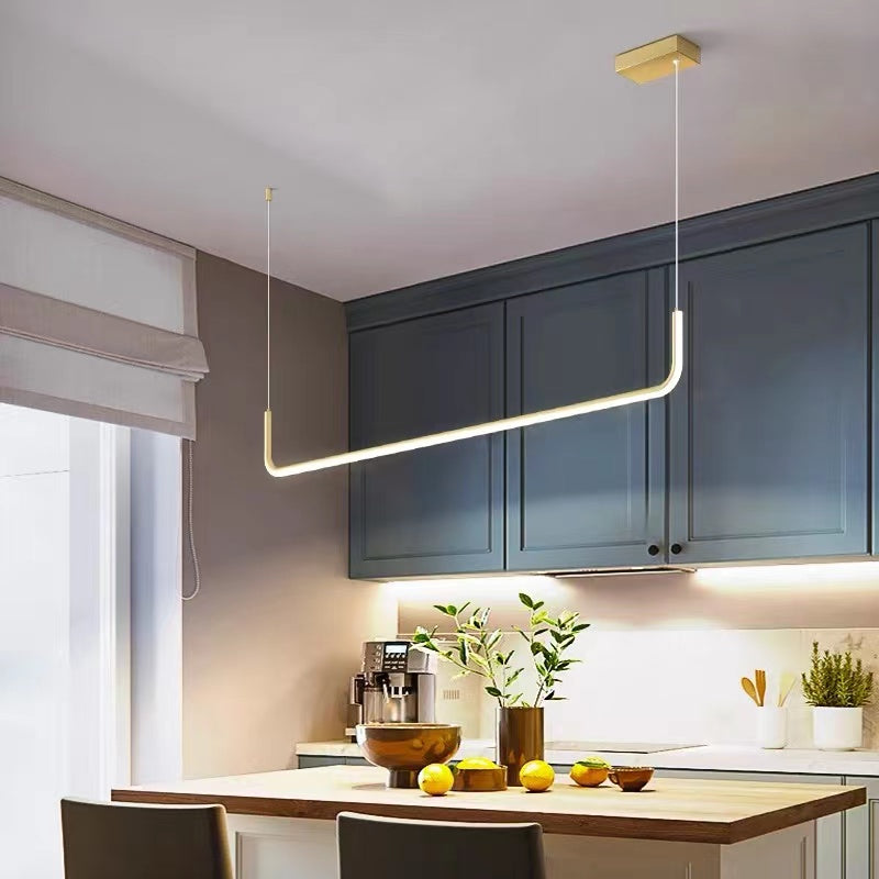Edge Moderne Minimalistische LED Kronleuchter Pendelleuchte, Goldrahmen - Cueteks
