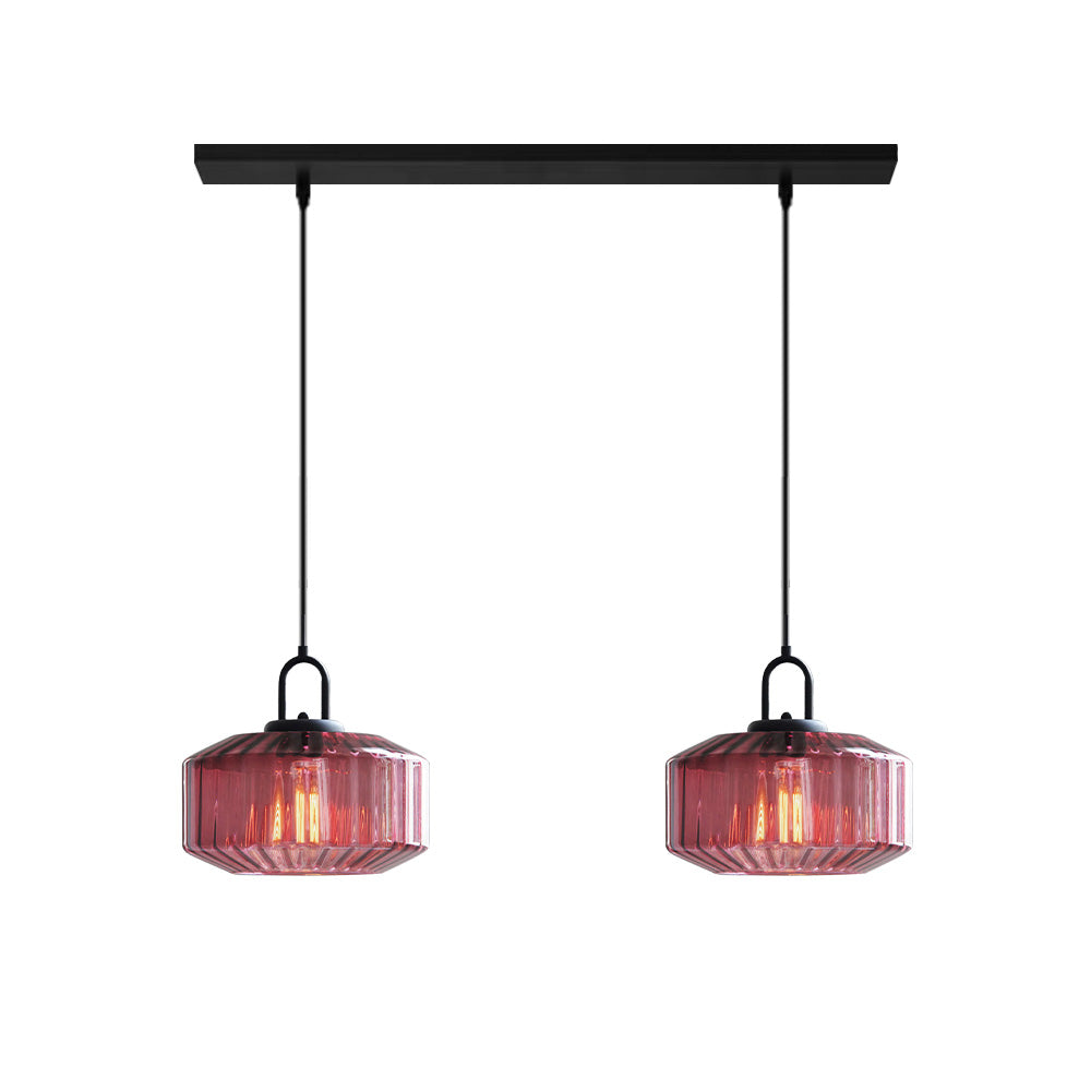 Mid Century Striped Glass Pendant Light - Cueteks