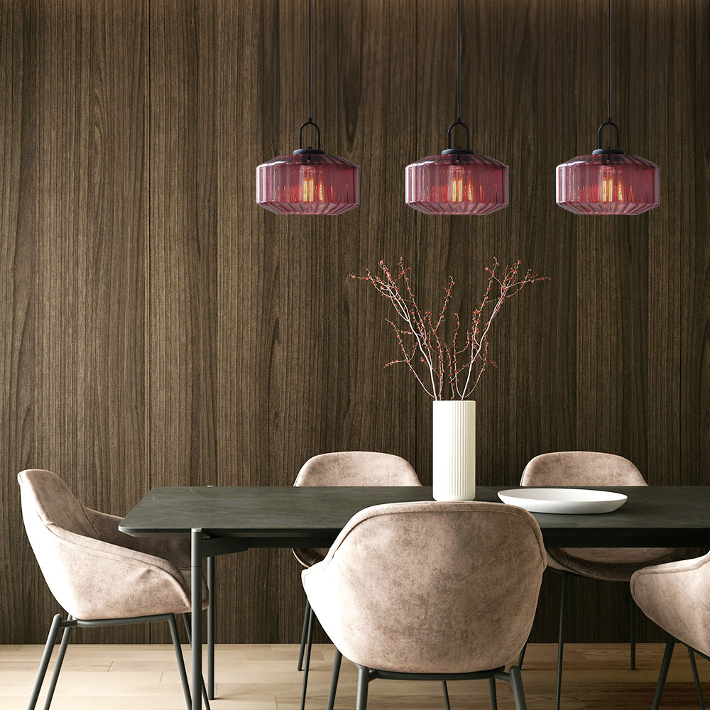 Mid Century Striped Glass Pendant Light - Cueteks