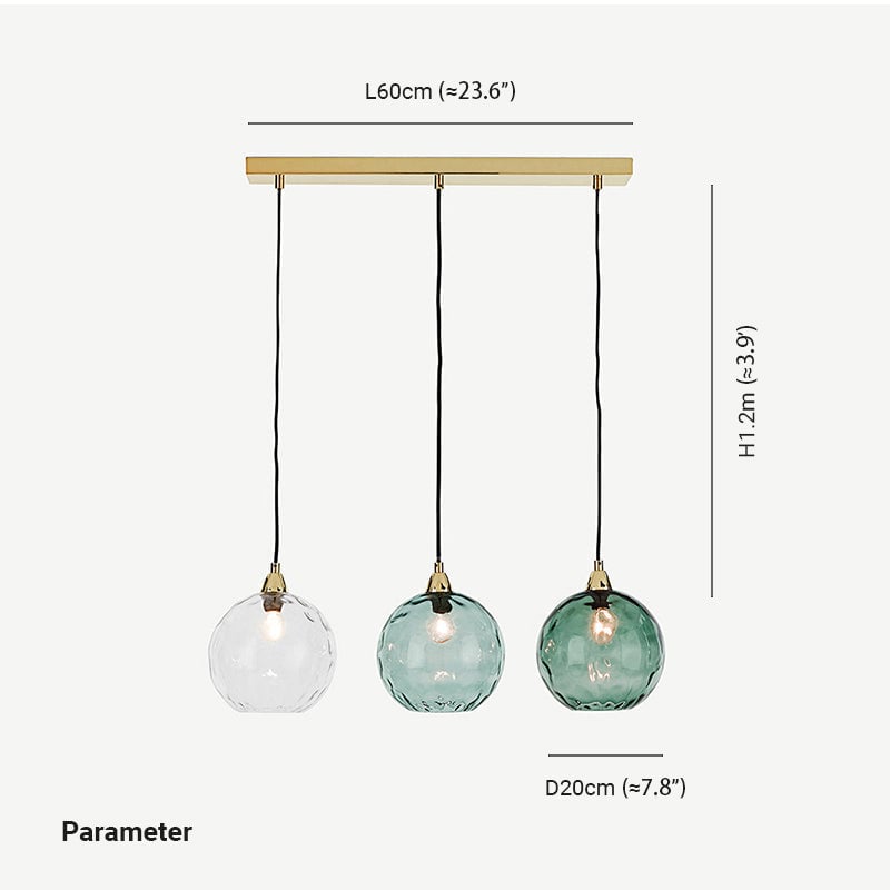 Hailie Pendelleuchte aus buntem Glas, 3 flammig, Rosa - Cueteks