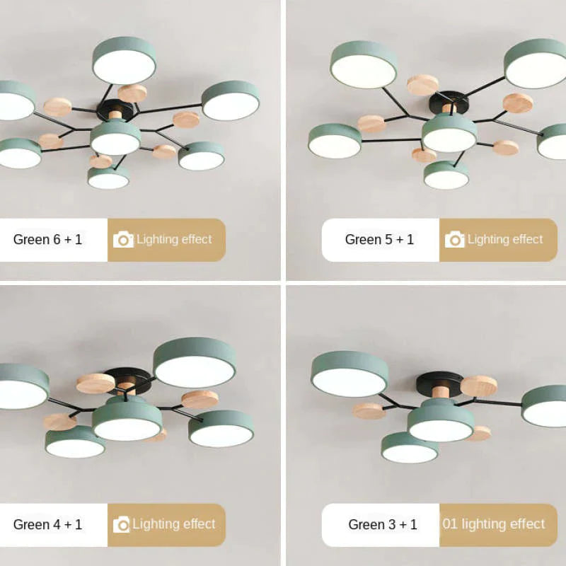 Moderne runde LED Deckenleuchte für Wohn- / Schlafzimmer, Grün - Cueteks