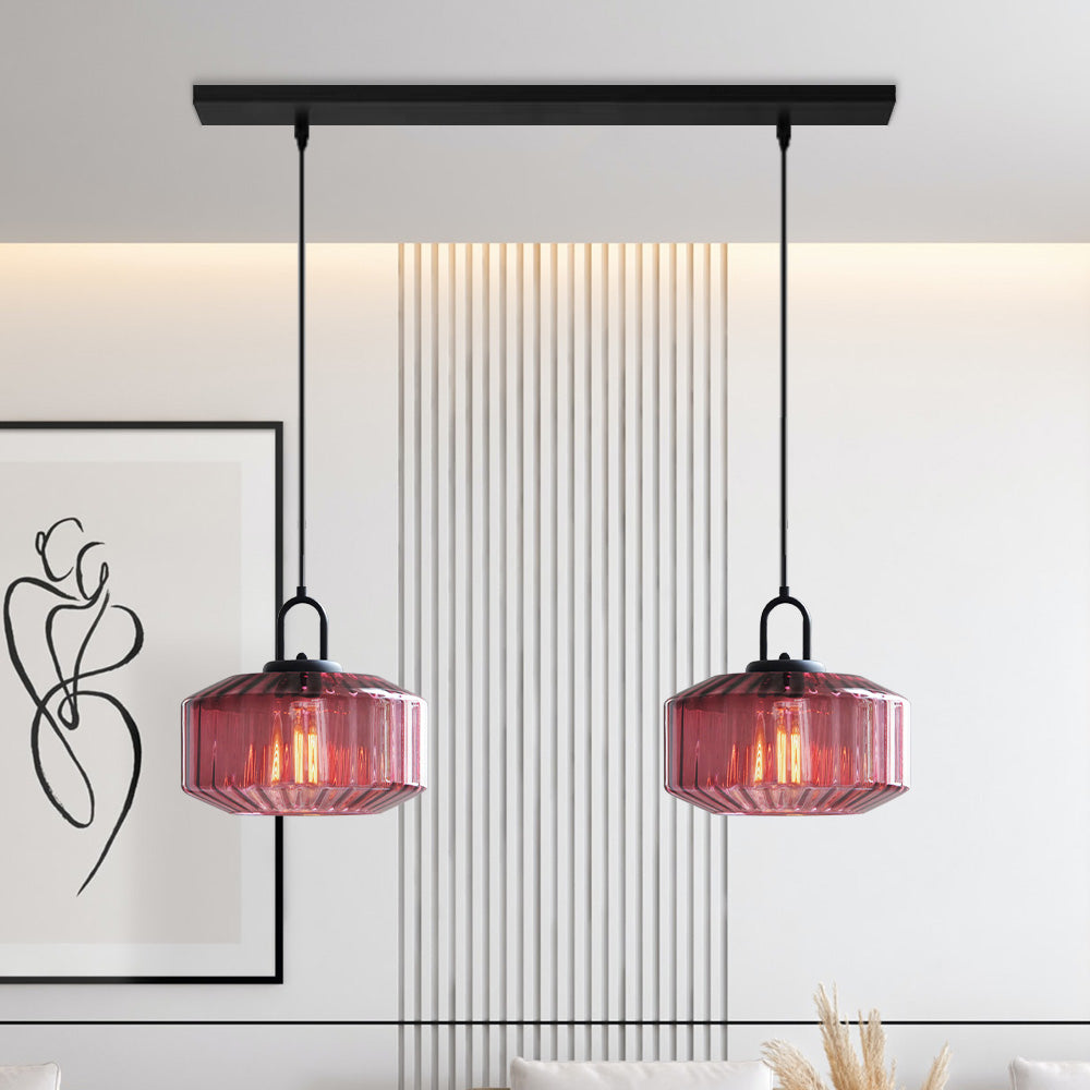 Mid Century Striped Glass Pendant Light - Cueteks