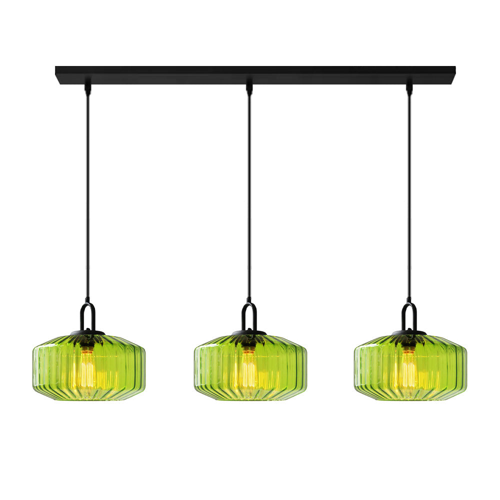 Mid Century Striped Glass Pendant Light - Cueteks