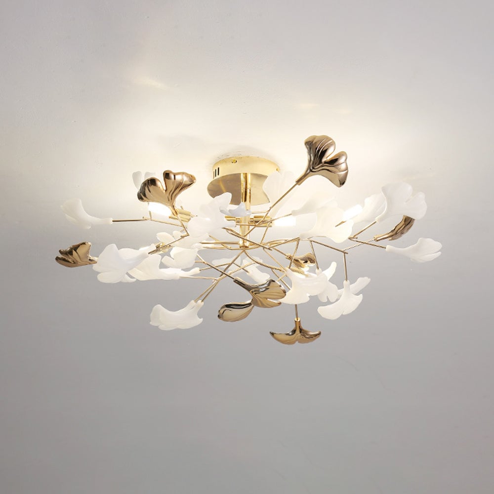 Olivia Flush Mount Deckenleuchte, 36/47/48/56/60/76 Blätter, Keramik & Metall - Cueteks