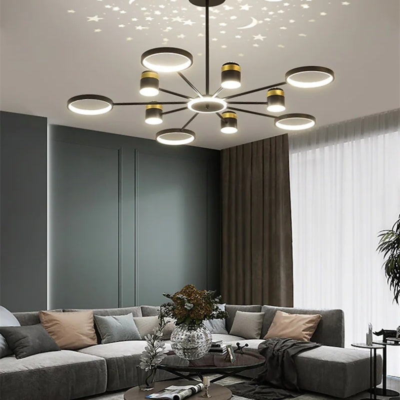 Moderner Kronleuchter Projektionslicht LED Sternenhimmel Lampe für Flur Schlafzimmer Wohnzimmer - Cueteks