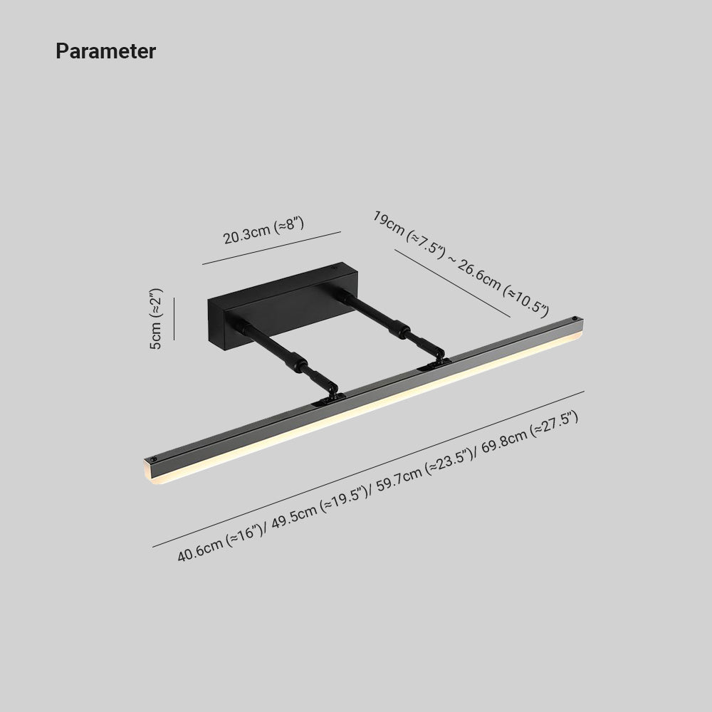 Edge Spiegelfront Waschtisch-Wandleuchte, 3 Farben, Metall, 41/50/60/70CM Lang - Cueteks